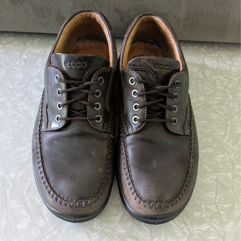 ECCO Mens Seawalker Dark Brown Leather Lace Up Oxford Shoes Size 42